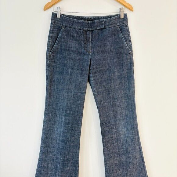 Theory Vintage Y2K Flare Low Rise Jeans Medium Wash Sz 4 Zip Stretch Made In USA - Picture 2 of 9